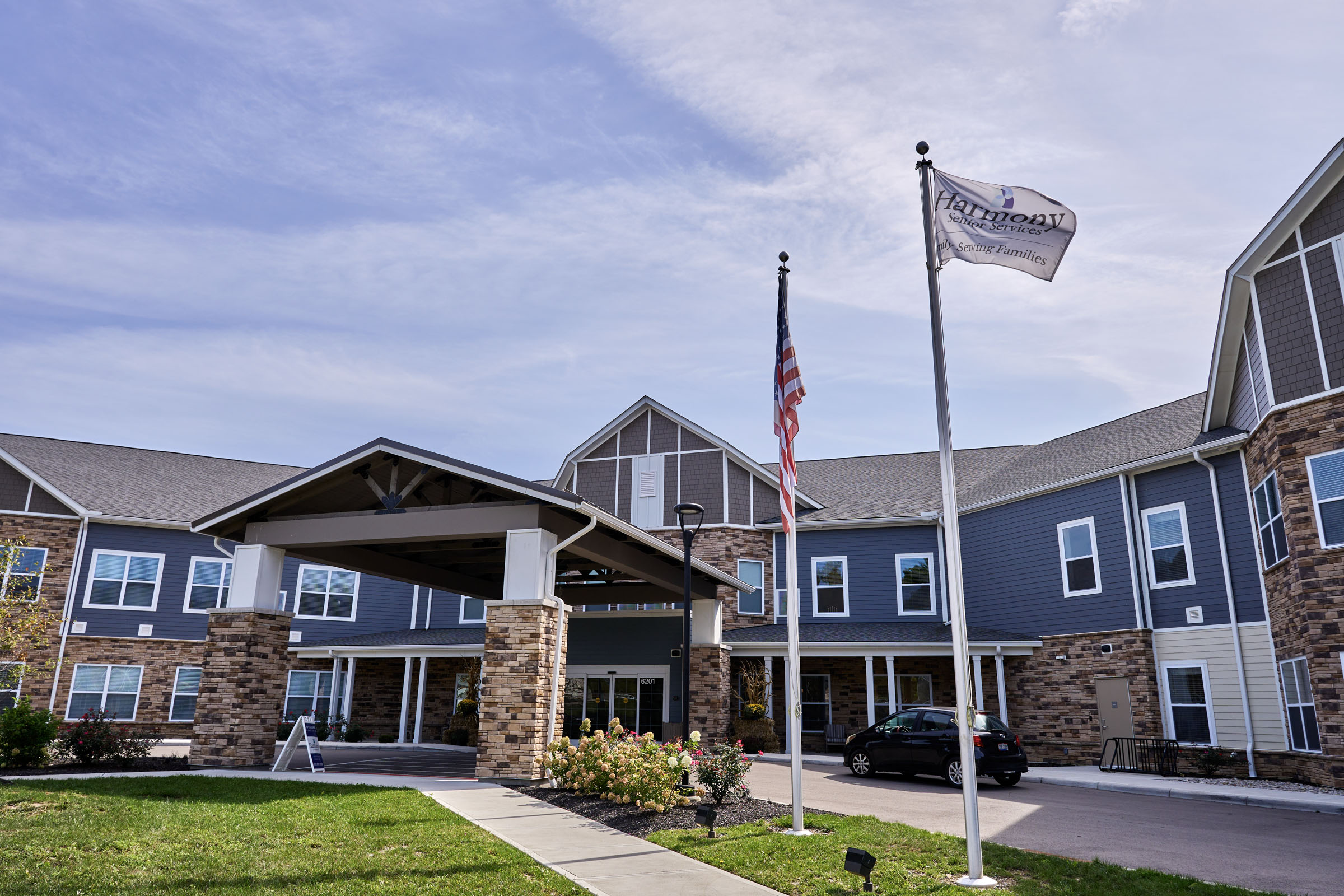 Exterior of Harmony Senior Services senior living community