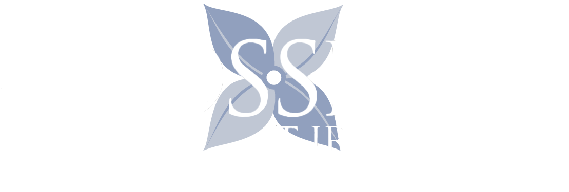 Stylized blue butterfly logo with SS letters