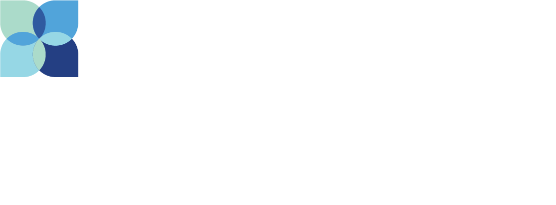 Abstract blue and green overlapping petal shapes